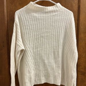 Old Navy Cream White Mock Neck Knit Sweater with Ribbed Detailing Size L